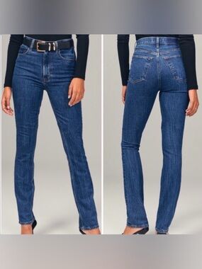 Abercrombie & Fitch Slim Straight Ultra High Rise Jeans Dark Wash Denim 31 Short